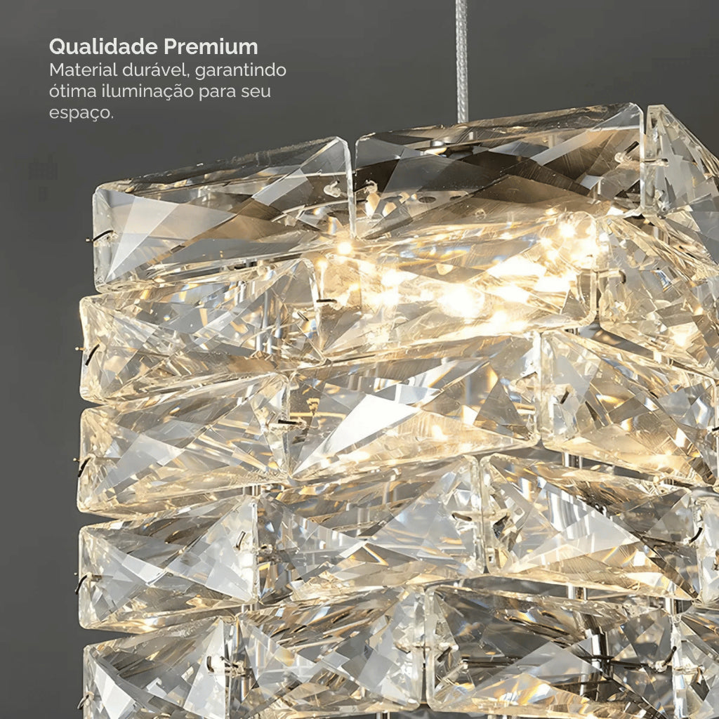 Lustre Pendente Led Prateado XLX 25cm 45cm Teto Cristal Luxuoso Moderno Três Cores Bivolt 127/220v