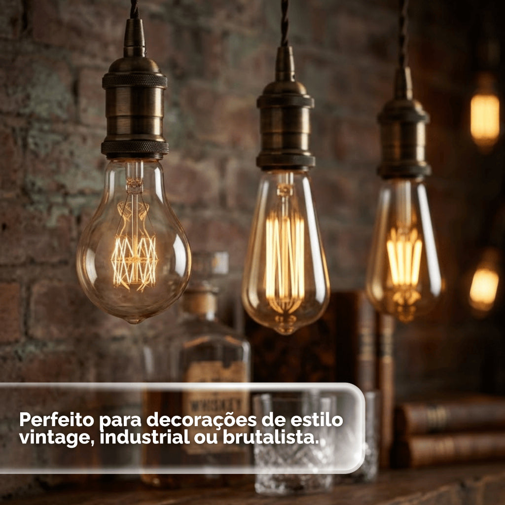 Lâmpada Filamento Thomas Edson Led 5W Retrô Vintage Luz Branco Quente 2700K St64 110V E27 Econômica