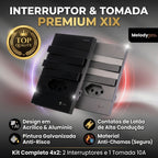 Tomada Modular 10A 110V Interruptor Unipolar Bipolar Cinza Preto Galvanizado Placa 4x2 Alumínio