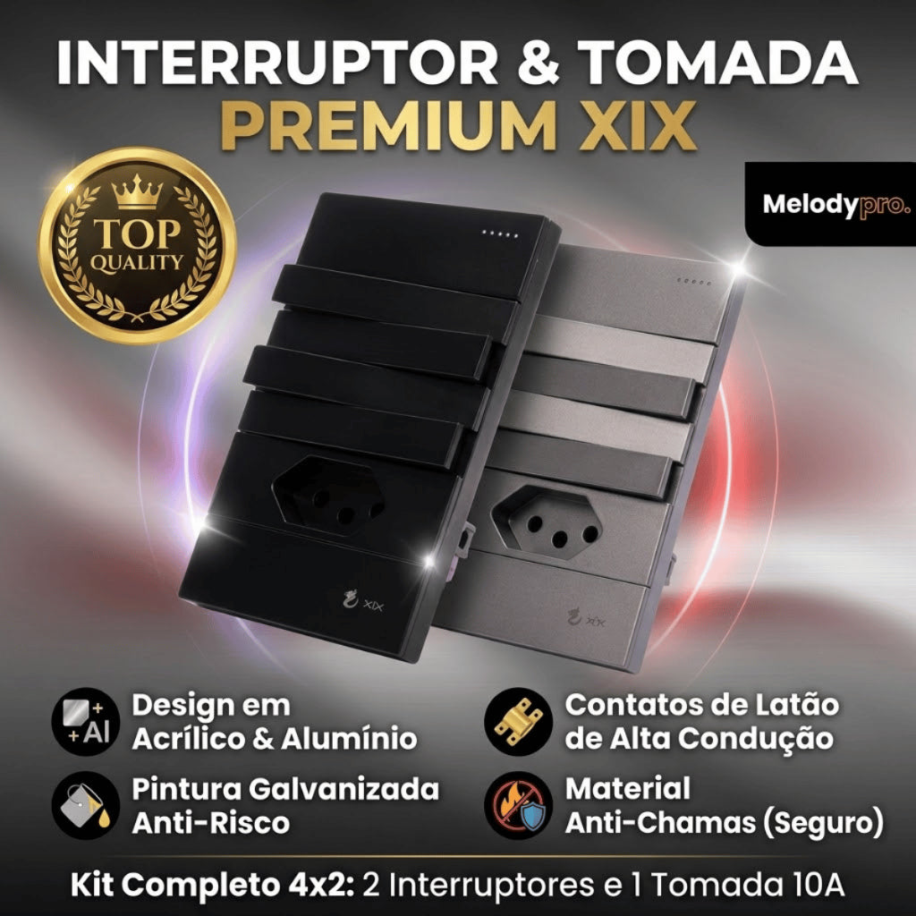 Tomada Modular 10A 110V Interruptor Unipolar Bipolar Cinza Preto Galvanizado Placa 4x2 Alumínio