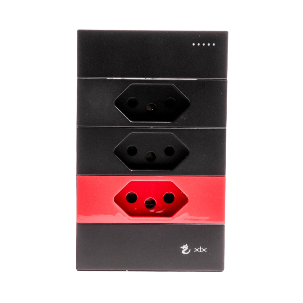 Tomada Modular 10A 110V 20A 220V Cinza Preto Galvanizado Moderno Luxuoso Placa 4x2 Alumínio