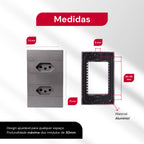 Tomada Modular 10A 110V Duas Tomadas Melody XLX Cinza Preto Galvanizado Placa 4x2 Alumínio
