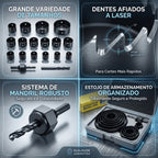 Kit Jogo 16 Peças Serra Copo Circular Profissional Furadeira Madeira Gesso Plastico Com Maleta