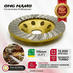 Disco de Desbaste Diamantado Turbo 115mm 4.5 Polegadas Profissional Bloco Concreto Granito Mármore