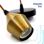 Pendente Dourado Soquete Vintage Retrô Teto Bocal E27 Bivolt Geométrico