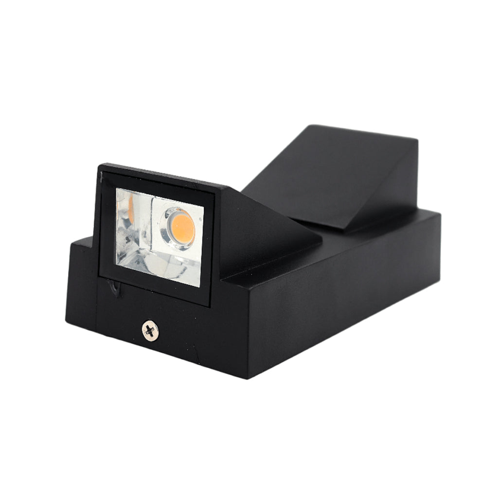Arandela de Parede Preta LED 5W IP66 A Prova d'Água 2 Fachos de Luz Decoração Externa Branco Quente