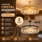 Lustre Cristal K9 Redondo Moderno Pendente Luxo Sala de Jantar E14 Bivolt Corrente Ajustável Preto