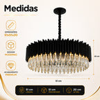 Lustre Cristal K9 Gotas Preto Fosco Pendente Moderno E14 Sala de Estar Bivolt