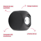 Arandela de Parede Preta LED 5W IP66 A Prova d'Água 4 Fachos de Luz Decoração Externa Branco Quente