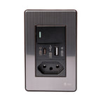 Tomada Modular 4X2 10A 20A Aço Escovado Cinza Monte a Sua USB Placa Interruptor Bipolar Unipolar
