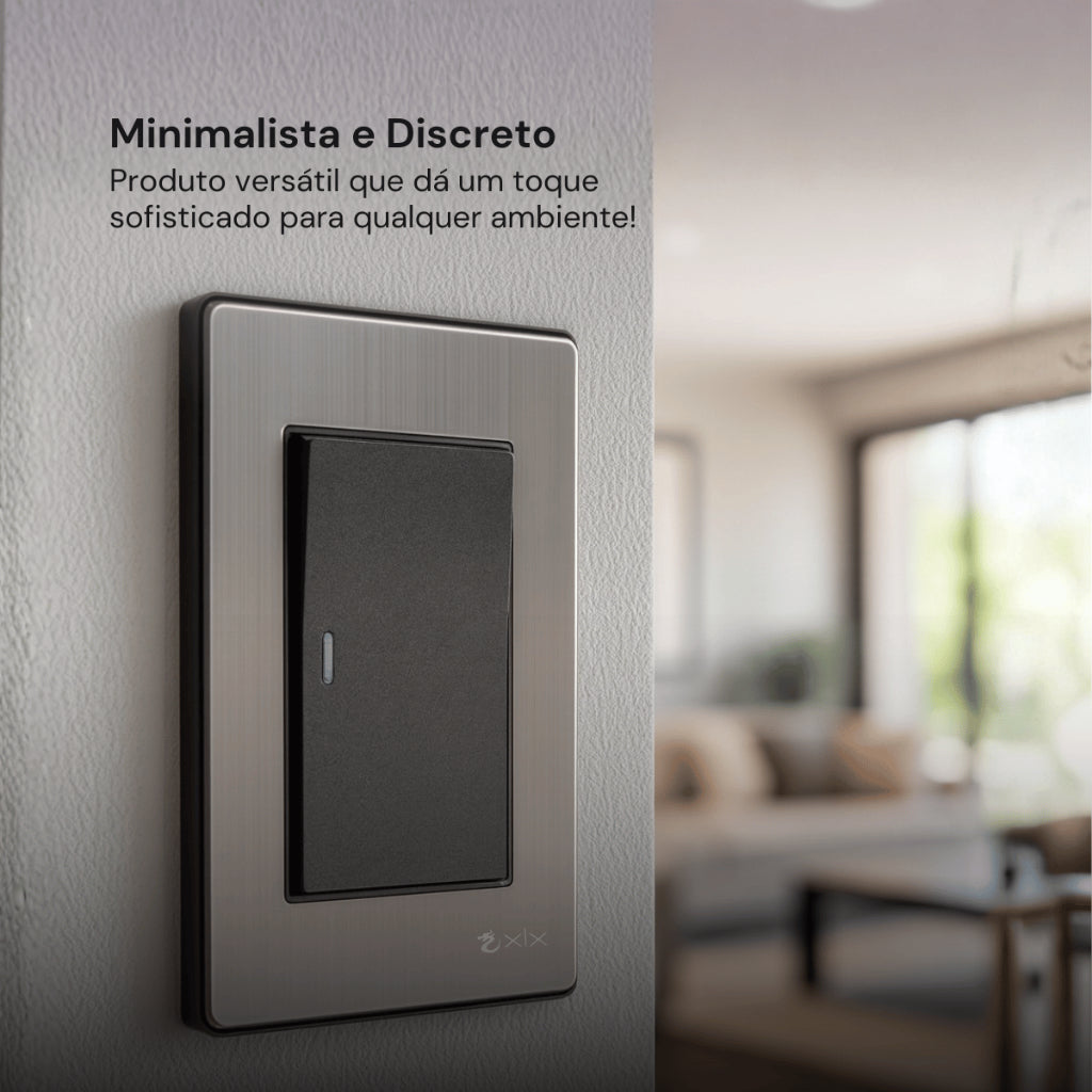 Interruptor Modular Fusion Pro Moderno xlx Alumínio Escovado Tecla G Unipolar Bipolar 4x2 Anti Chama