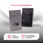 Tomada Modular 10A 110V Interruptor Unipolar Bipolar Cinza Preto Galvanizado Placa 4x2 Alumínio