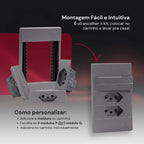 Tomada Modular 10A 20A Acrílico Cinza Monte Sua USB Placa Alumínio Interruptor 4X2 Bipolar Unipolar