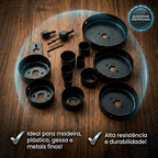 Kit Jogo 16 Peças Serra Copo Circular Profissional Furadeira Madeira Gesso Plastico Com Maleta