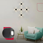 Arandela de Parede Preta LED 5W IP66 A Prova d'Água 4 Fachos de Luz Decoração Externa Branco Quente