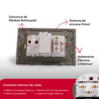 Interruptor de Parede 4X2 Luxo Unipolar Bipolar Carregador USB-C/A e Tomada 10A 110V Fusion Pro