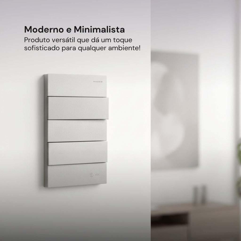 Tomada Modular Interruptor Duplo Unipolar Bipolar Cinza Preto Galvanizado Placa 4x2 Alumínio
