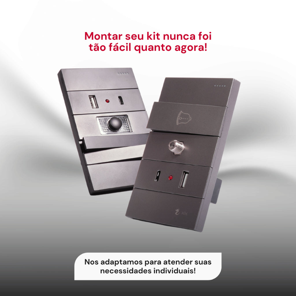 Tomada Modular 10A 20A Acrílico Cinza Monte Sua USB Placa Alumínio Interruptor 4X2 Bipolar Unipolar