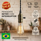 Pendente de Teto Metal Lâmpada E27 Verde Antigo Led Retrô Industrial Bivolt