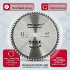 Disco de Serra Circular Profissional 12 polegadas 300mm 60 dentes Corte para Madeira MDF DryWall
