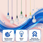Pendente de Teto Silicone Aveludado Soquete E27 Colorido Verde Vermelho Amarelo Branco Preto XLX