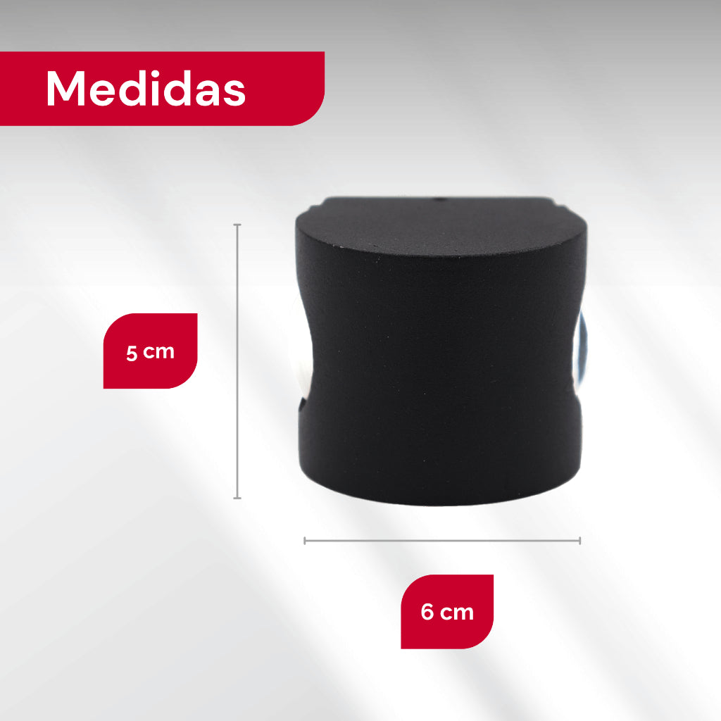 Arandela de Parede Preta LED 5W IP66 A Prova d'Água 2 Fachos de Luz Decoração Externa Branco Quente