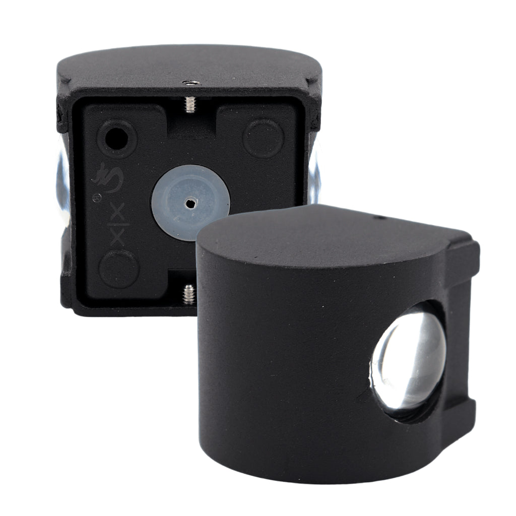 Arandela de Parede Preta LED 5W IP66 A Prova d'Água 2 Fachos de Luz Decoração Externa Branco Quente