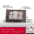 Tomada Modular 4X2 10A 20A Aço Escovado Cinza Monte a Sua USB Placa Interruptor Bipolar Unipolar