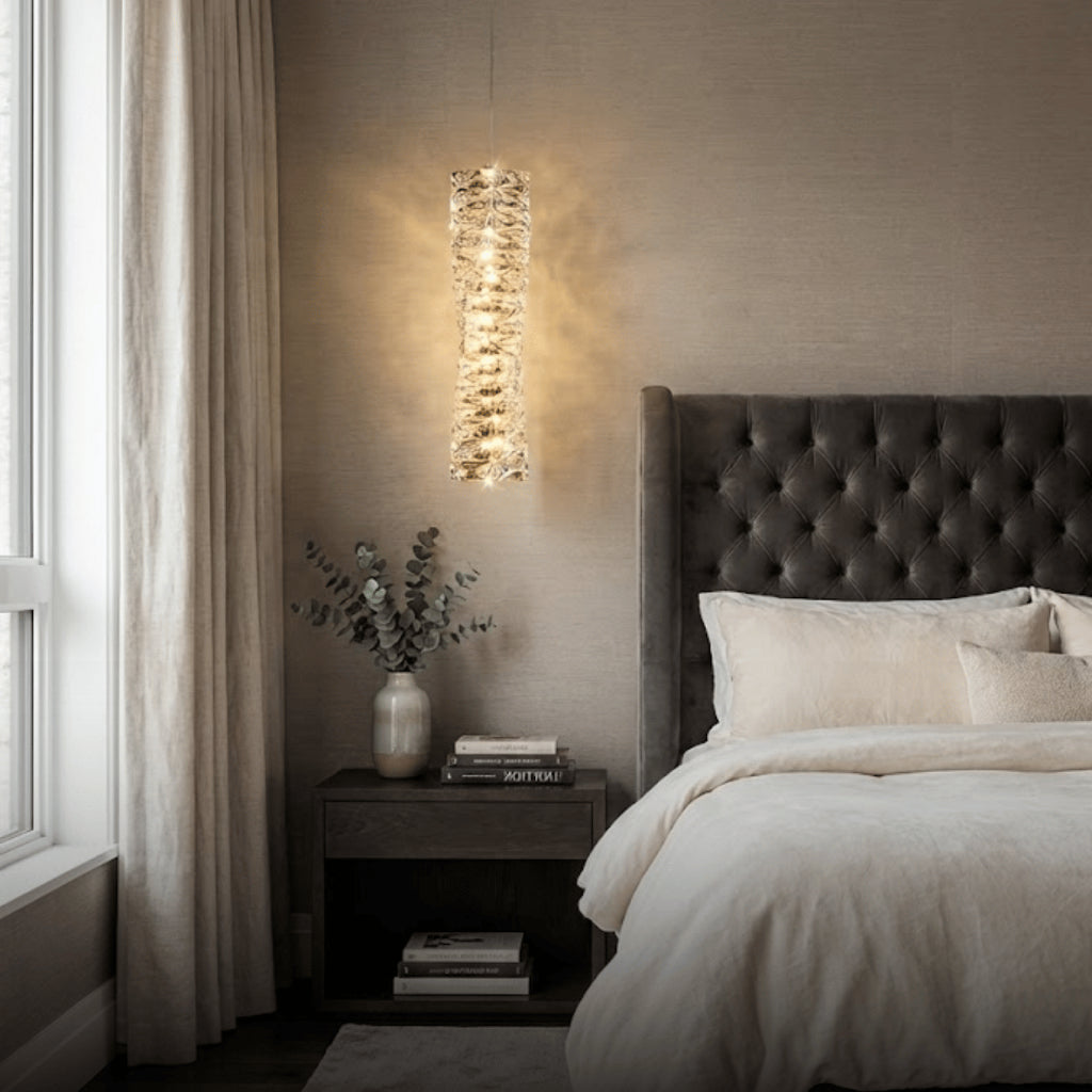 Lustre Pendente Led Prateado XLX 25cm 45cm Teto Cristal Luxuoso Moderno Três Cores Bivolt 127/220v