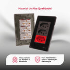 Tomada Modular Tripla 10A 20A 110V 220V Placa Preta Acrílico Espelhada Alumínio Moderna Innova XLX