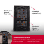 Tomada Modular 10A 110V Interruptor Unipolar Bipolar Cinza Preto Galvanizado Placa 4x2 Alumínio