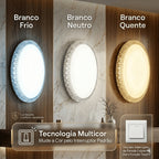 Plafon LED Sobrepor Redondo Efeito Cristal 3 Cores 24W 220V Iluminação Luxo Chique Sala Quarto