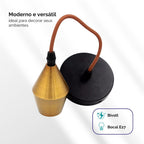Pendente Dourado Soquete Vintage Retrô Teto Bocal E27 Bivolt Geométrico
