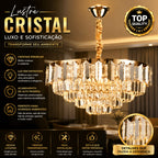 Lustre Pendente Cristal Moderno Sala de Jantar Luxo E14 Bivolt Cabo Ajustável