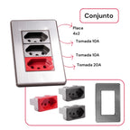 Tomada de Parede 110V 220V 10A 20A Aço Escovado 4X2 Fusion Pro XLX Placa Interruptor Luxuoso Moderno