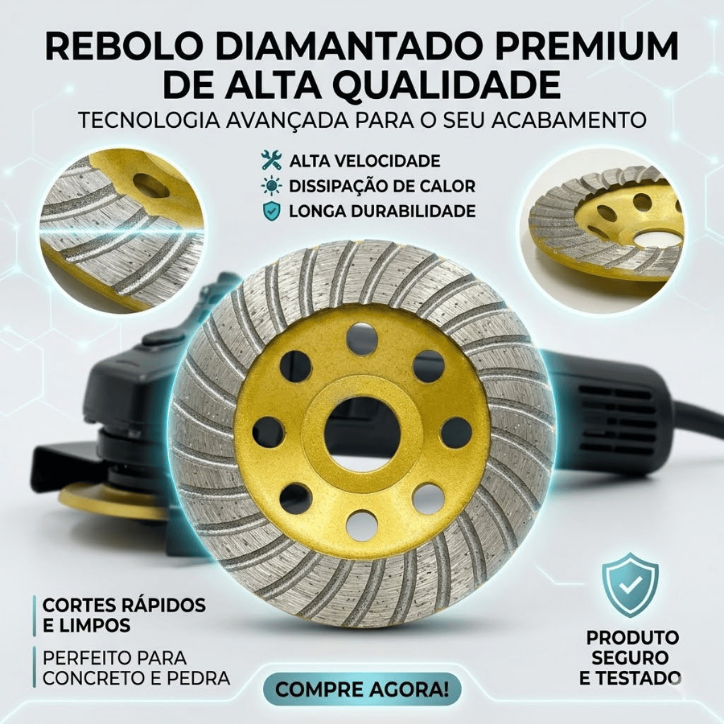 Disco de Desbaste Diamantado Turbo 115mm 4.5 Polegadas Profissional Bloco Concreto Granito Mármore
