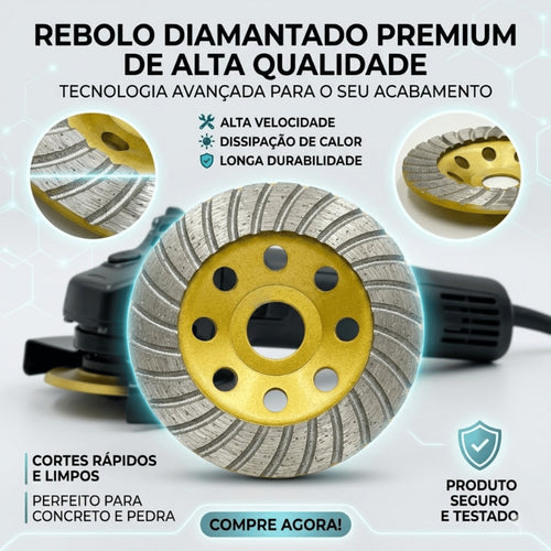 Disco de Desbaste Diamantado Turbo 115mm 4.5 Polegadas Profissional Bloco Concreto Granito Mármore
