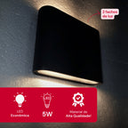 Arandela de Parede Preta LED 5W IP66 A Prova d'Água Vários Modelos Decoração Externa Branco Quente