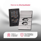 Tomada Modular 10A 110V Interruptor Unipolar Bipolar Cinza Preto Galvanizado Placa 4x2 Alumínio