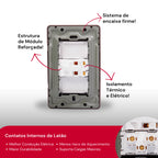 Interruptor de Parede Carregador  Placa 4x2 Anti Chamas Alumínio Escovado Unipolar Bipolar