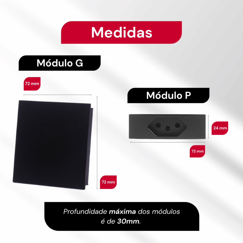 Tomada Modular 10A 20A Acrílico Preta Monte Sua USB Placa Alumínio Interruptor 4X2 Bipolar Unipolar