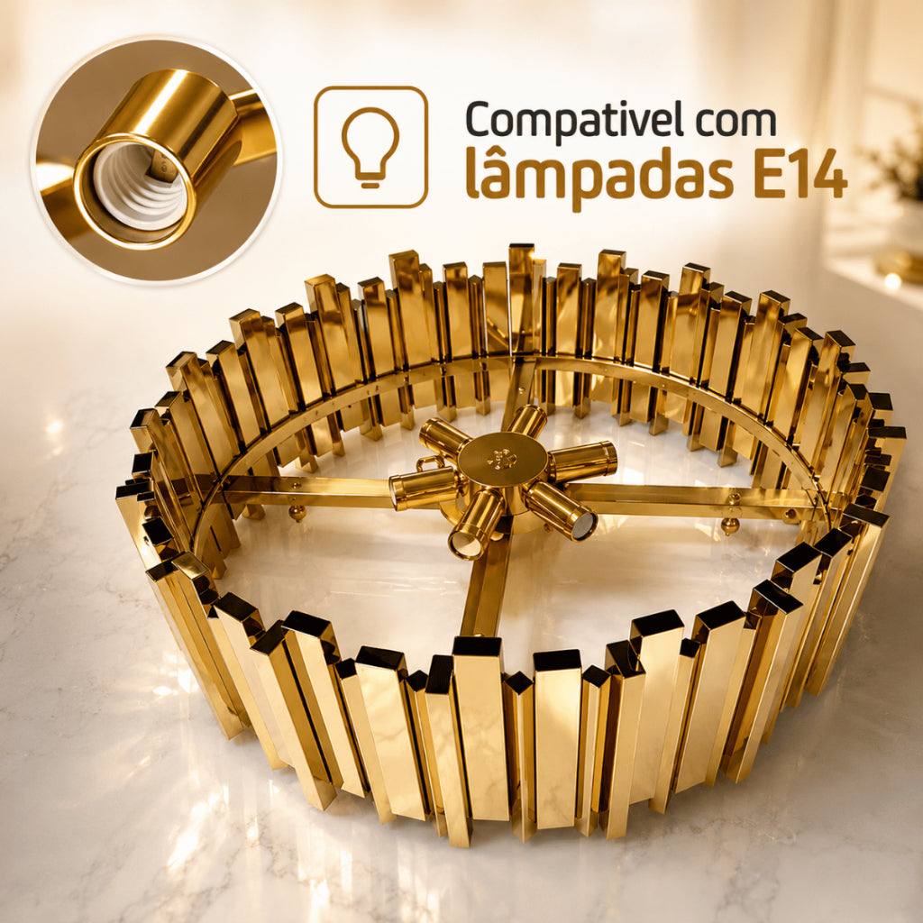 Lustre Cristal K9 Dourado Cilíndrico Moderno Pendente Luxo Sala de Jantar E14 Corrente Ajustável