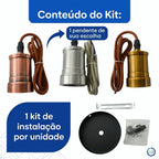 Pendente Soquete E27 de Teto Metal e Cobre estilo industrial importado Vintage retrô Luminária
