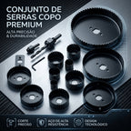 Kit Jogo 16 Peças Serra Copo Circular Profissional Furadeira Madeira Gesso Plastico Com Maleta