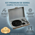 Kit Jogo 16 Peças Serra Copo Circular Profissional Furadeira Madeira Gesso Plastico Com Maleta