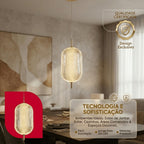 Pendente Led Oval De Vidro Cristal 24w Tricolor Bivolt 220v Design Moderno Luxuoso Mesa Jantar