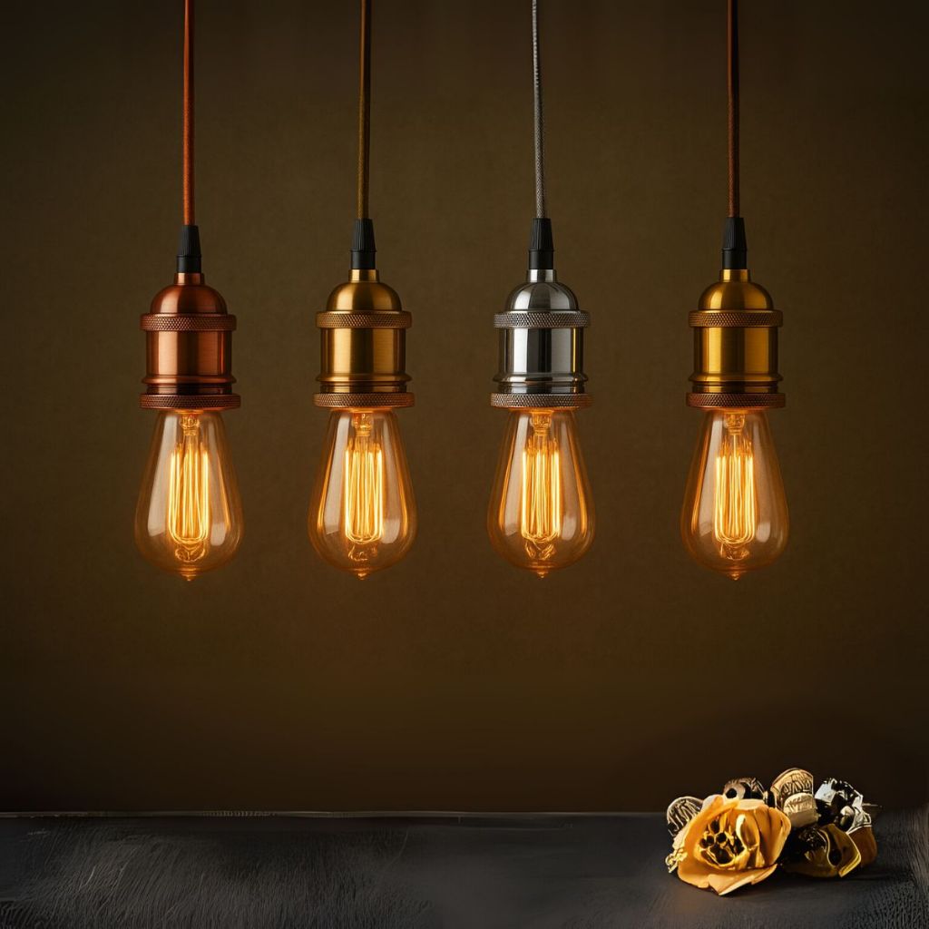 Pendente De Teto Vintage Retrô Simples Soquete Bivolt Lâmpada E27 Decoração Luminária Preto Rosê Dourado Várias Cores