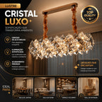 Lustre Pendente Cristal K9 Fumê Retangular Moderno Luxo Sala de Jantar E14 Bivolt Dourado