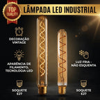 Lâmpada Filamento De Carbono Retrô Vintage T30 4w Luz Amarela bivolt 110v 220v 2200k para Arandela