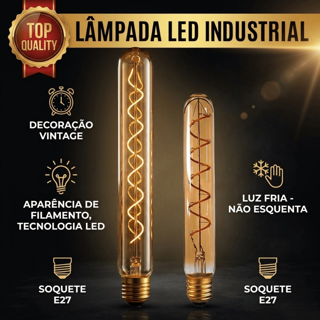 Lâmpada Filamento De Carbono Retrô Vintage T30 4w Luz Amarela bivolt 110v 220v 2200k para Arandela